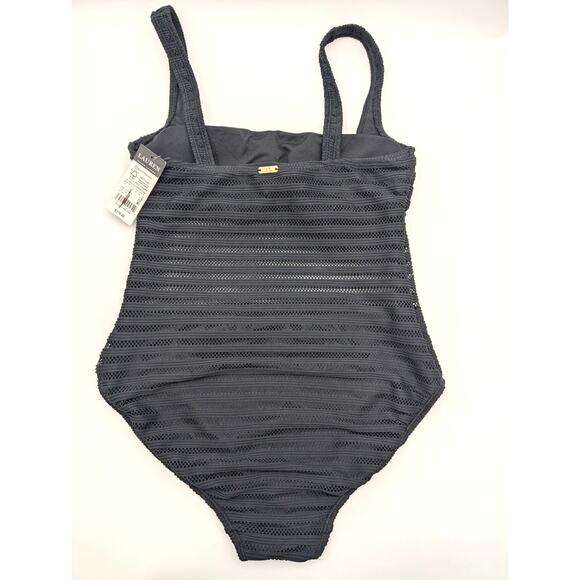 Lauren Ralph Lauren Women's Ottoman Mesh Square Neck One Piece Swimsuit Size 10 - Picture 5 of 14